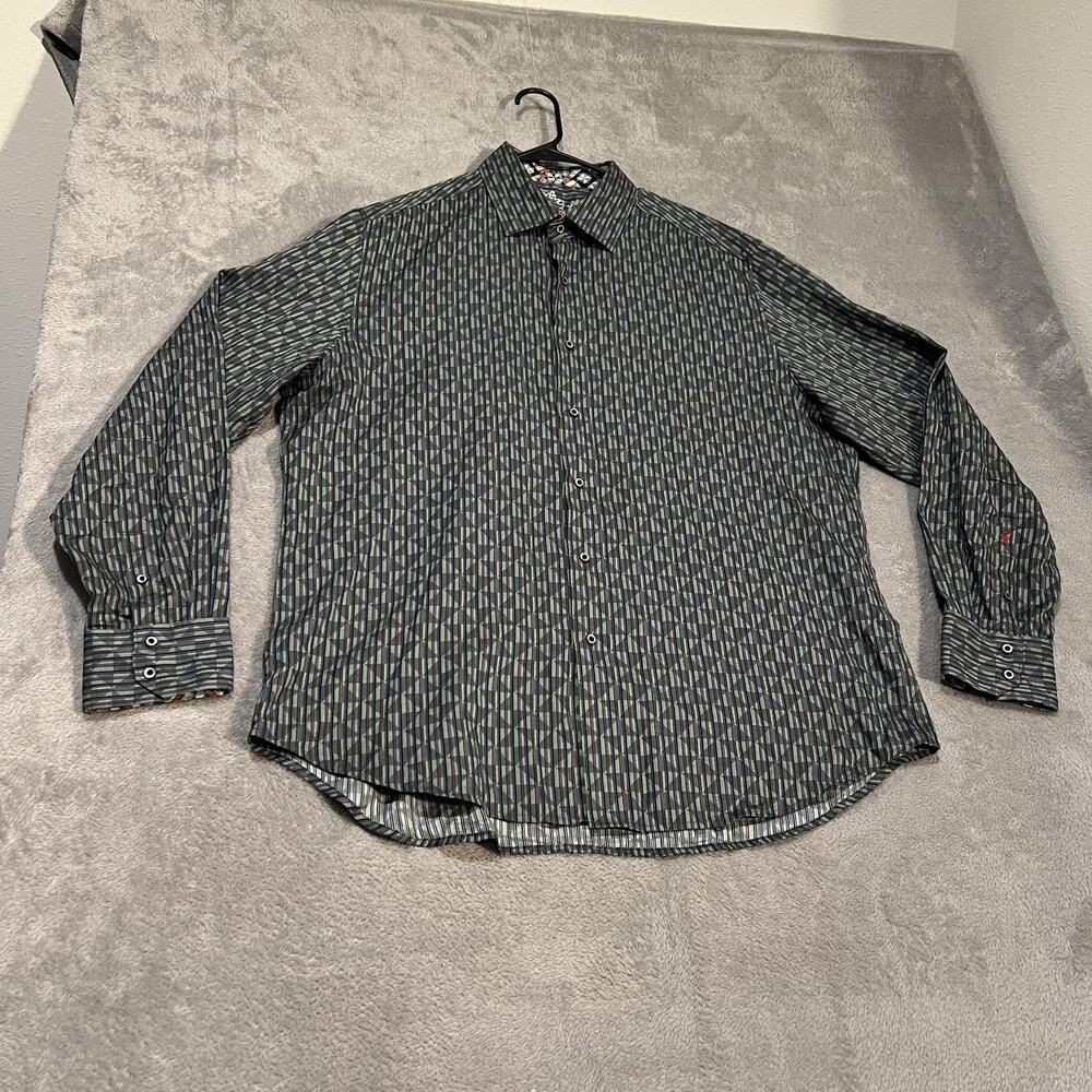 Robert Graham Shirt Mens 2XL Flip Cuff Geometric Pattern Button Up Long Sleeve
